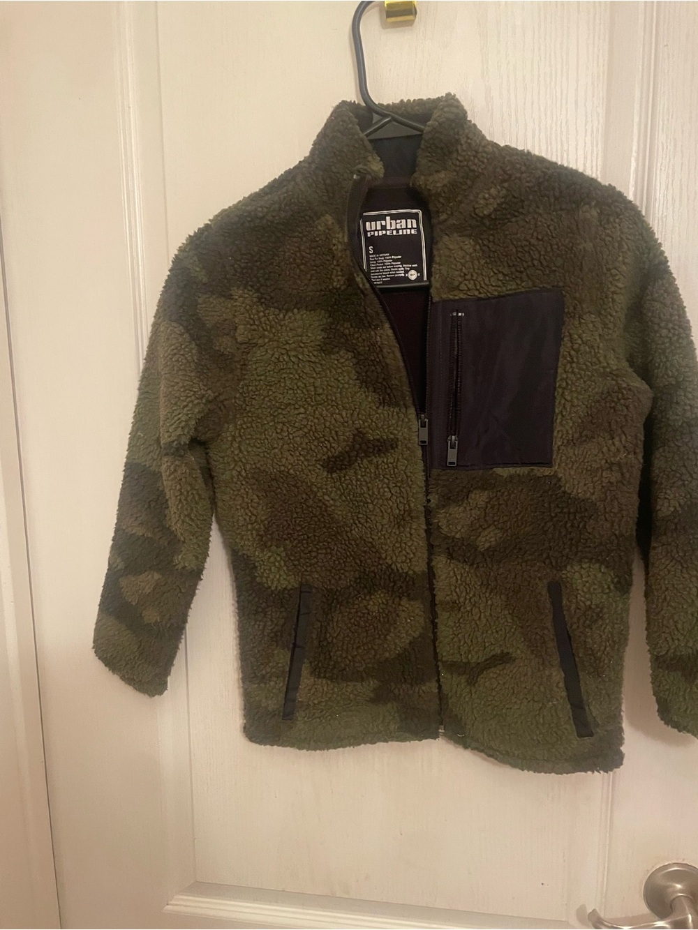 urban pipeline Olive Green Camo Sherpa Fleece Jacket kids